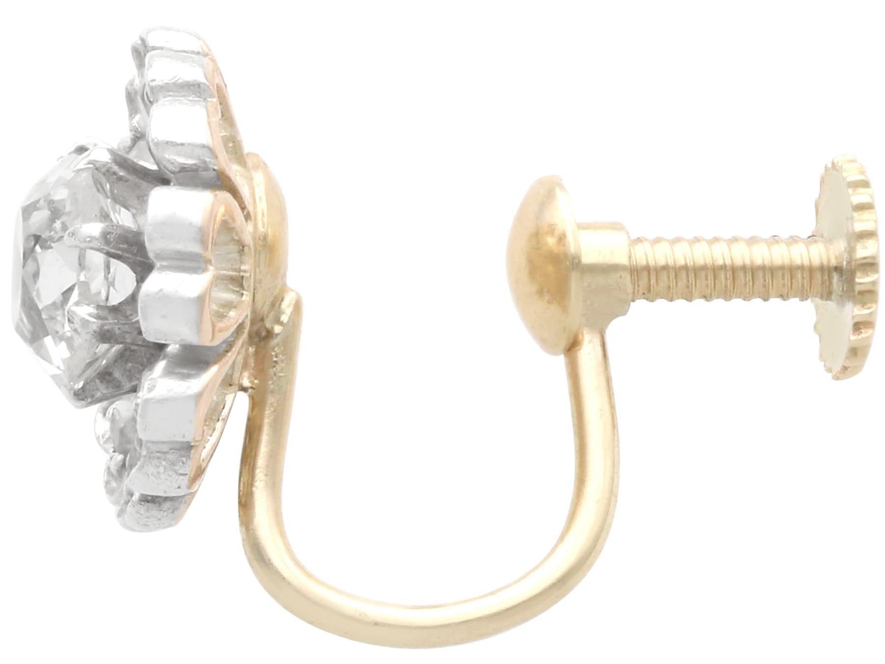 da uomo o donna Orecchini a grappolo con diamanti da 1,54 carati, argento e oro giallo 9k Circa 1880 in vendita
