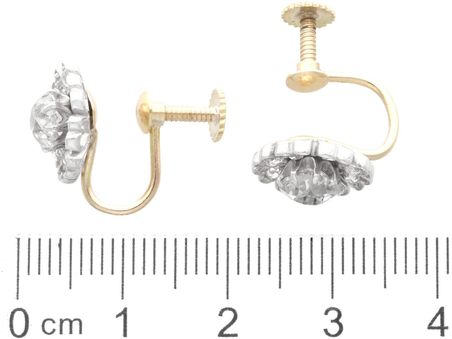 Orecchini a grappolo con diamanti da 1,54 carati, argento e oro giallo 9k Circa 1880 in vendita 2
