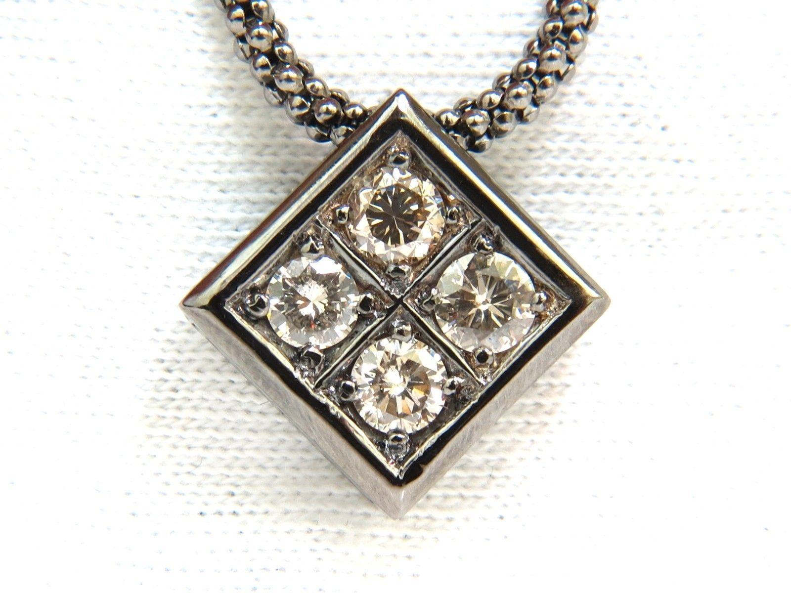 Women's or Men's 1.54 Carat Diamonds Natural Fancy Light Brown Beaded Necklace 14 Karat For Sale
