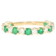 1.54 Carat Emerald Diamond 14 Karat Yellow Gold Band