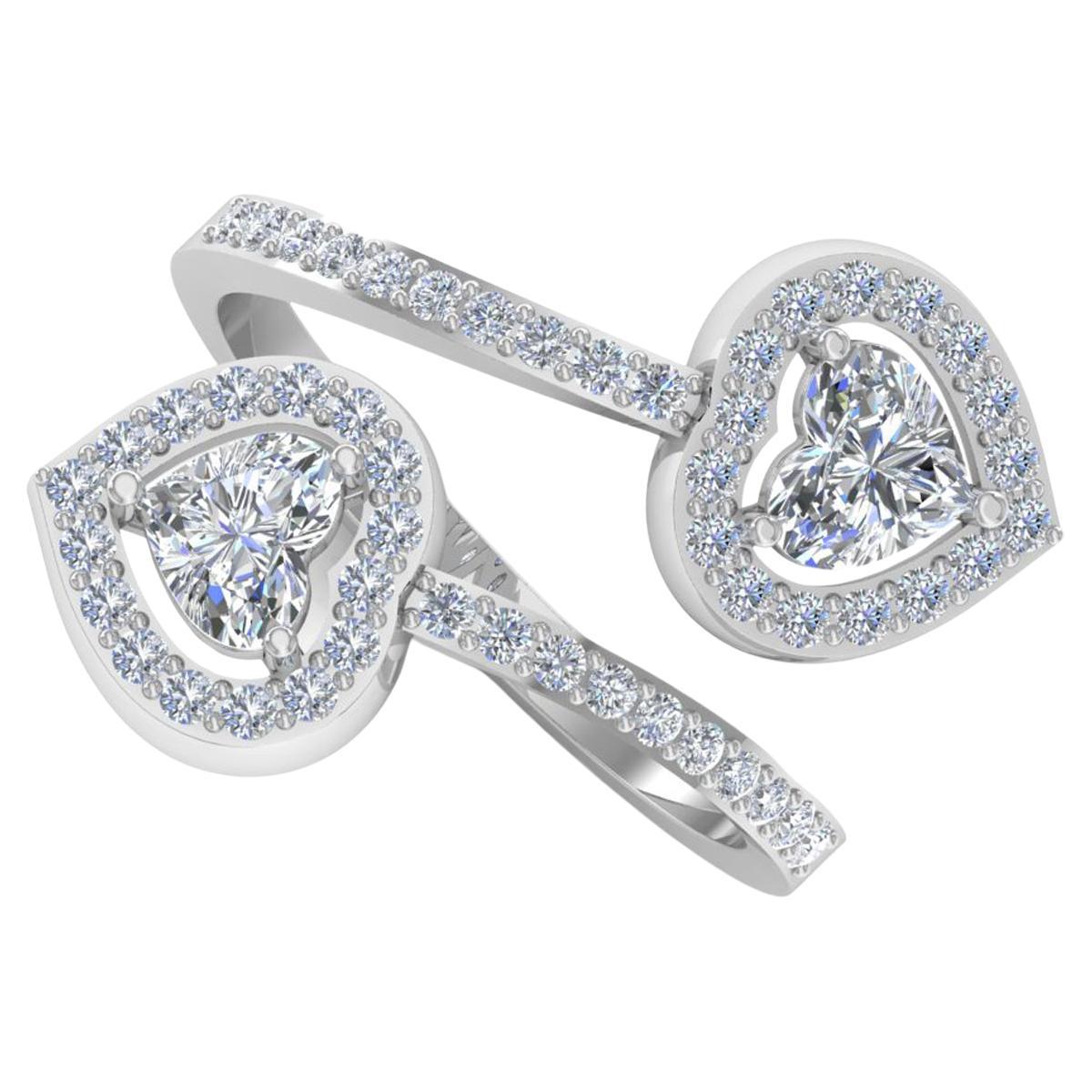 Anello con cuore e diamante rotondo da 1,54 carati Gioielli fatti a mano in oro bianco 18 carati in vendita