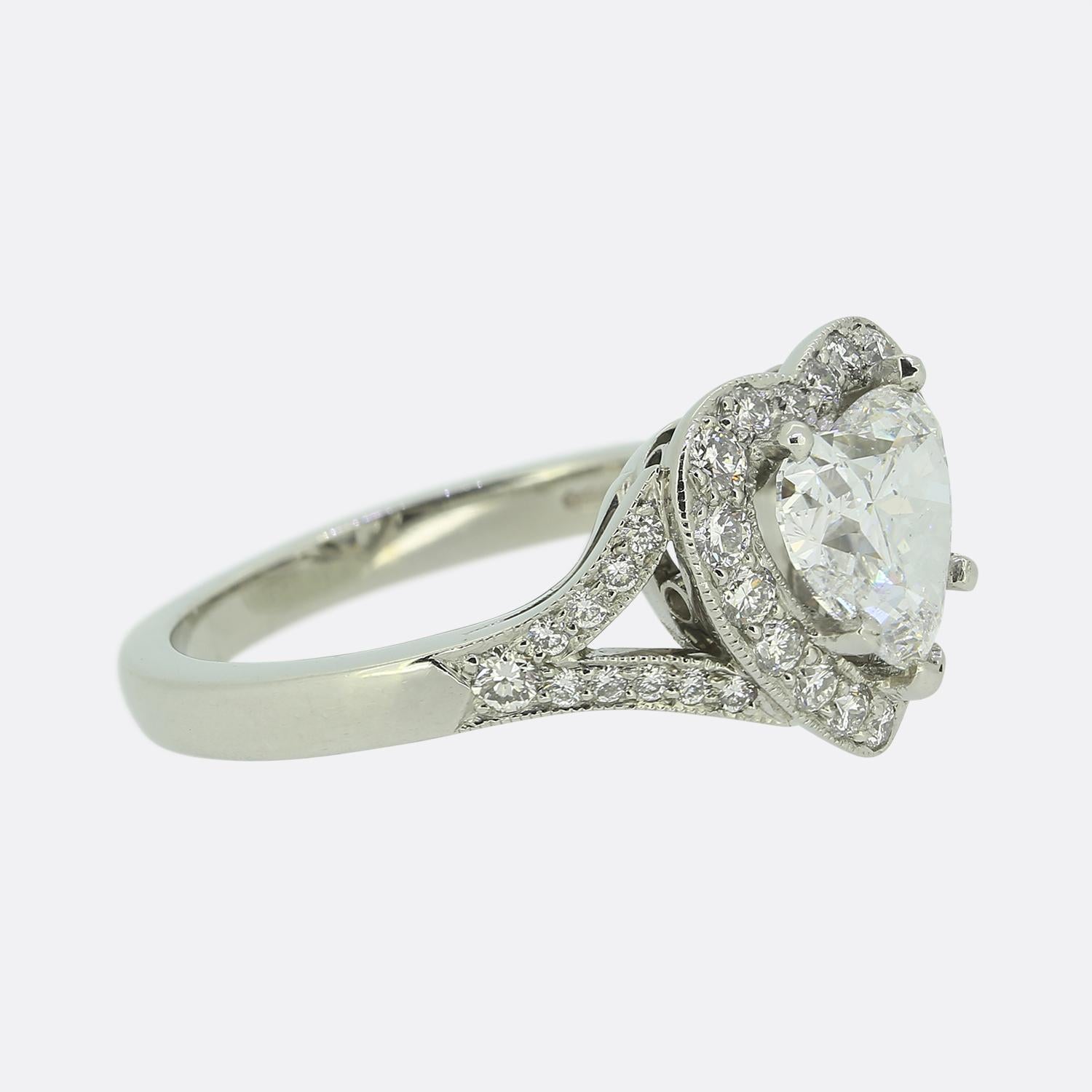 Taille cœur Bague à diamant en forme de cœur de 1,54 carat en vente