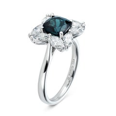 Marcel Salloum 1.54 Ct Indicolite Tourmaline Diamond Ring in 18K Fairtrade Gold