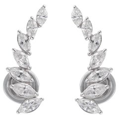 1,54 Karat Marquise-Diamant-Ohr-Climber-Ohrringe 14 Karat Weißgold Schmuck