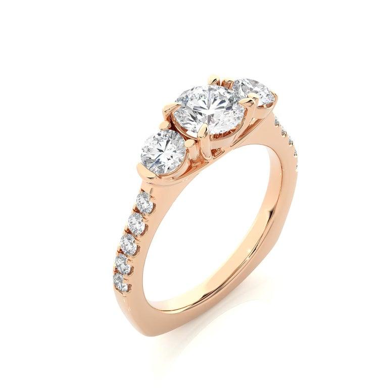 For Sale:  1.54 Carat Moissanite Engagement Ring for Her in Rose Gold Plated 925 Silver 3