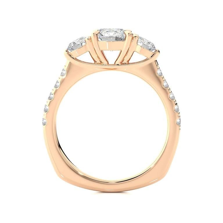 For Sale:  1.54 Carat Moissanite Engagement Ring for Her in Rose Gold Plated 925 Silver 4