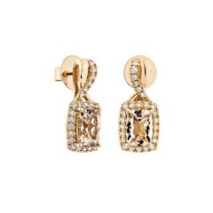 Sunita Nahata Morganite 1.54ct. Drop Earring in 18KRG with White Diamond.