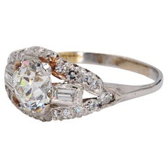 1.54 Carat Old European Cut Diamond 18 Karat White Gold Engagement Ring