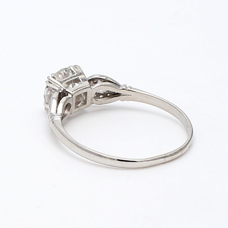Anello di fidanzamento in platino da 1,54 carati con taglio europeo antico, J SI1 e diamante in vendita 2