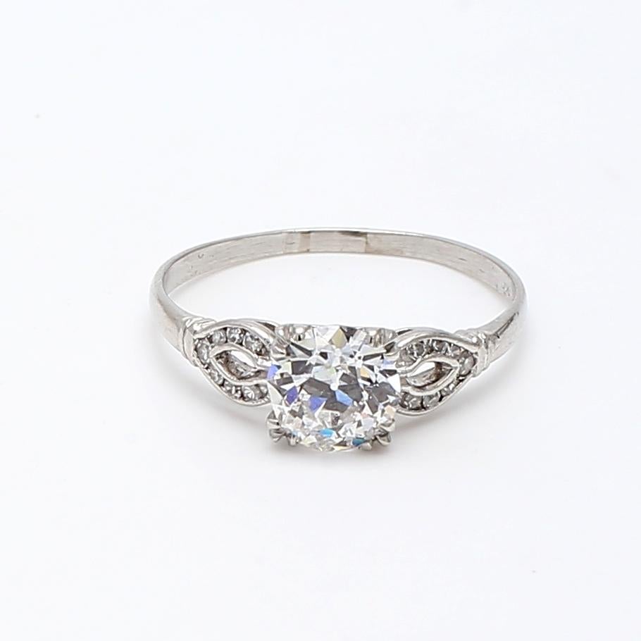 Anello di fidanzamento in platino da 1,54 carati con taglio europeo antico, J SI1 e diamante in vendita 4