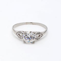Anillo de compromiso en platino de 1,54 quilates talla europea antigua J SI1 y diamantes