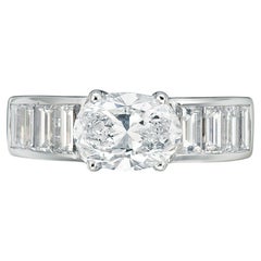1.54 Carat Oval Statement Brilliant White / D color VVS  Gold Diamond Ring