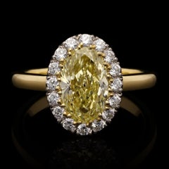 1.54 Carat Oval Statement Fancy Yellow 14K Gold A Crown-Worthy Fancy Rarity