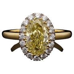 1.54 Carat Oval Statement Fancy Yellow 14K Gold A Crown-Worthy Fancy Rarity