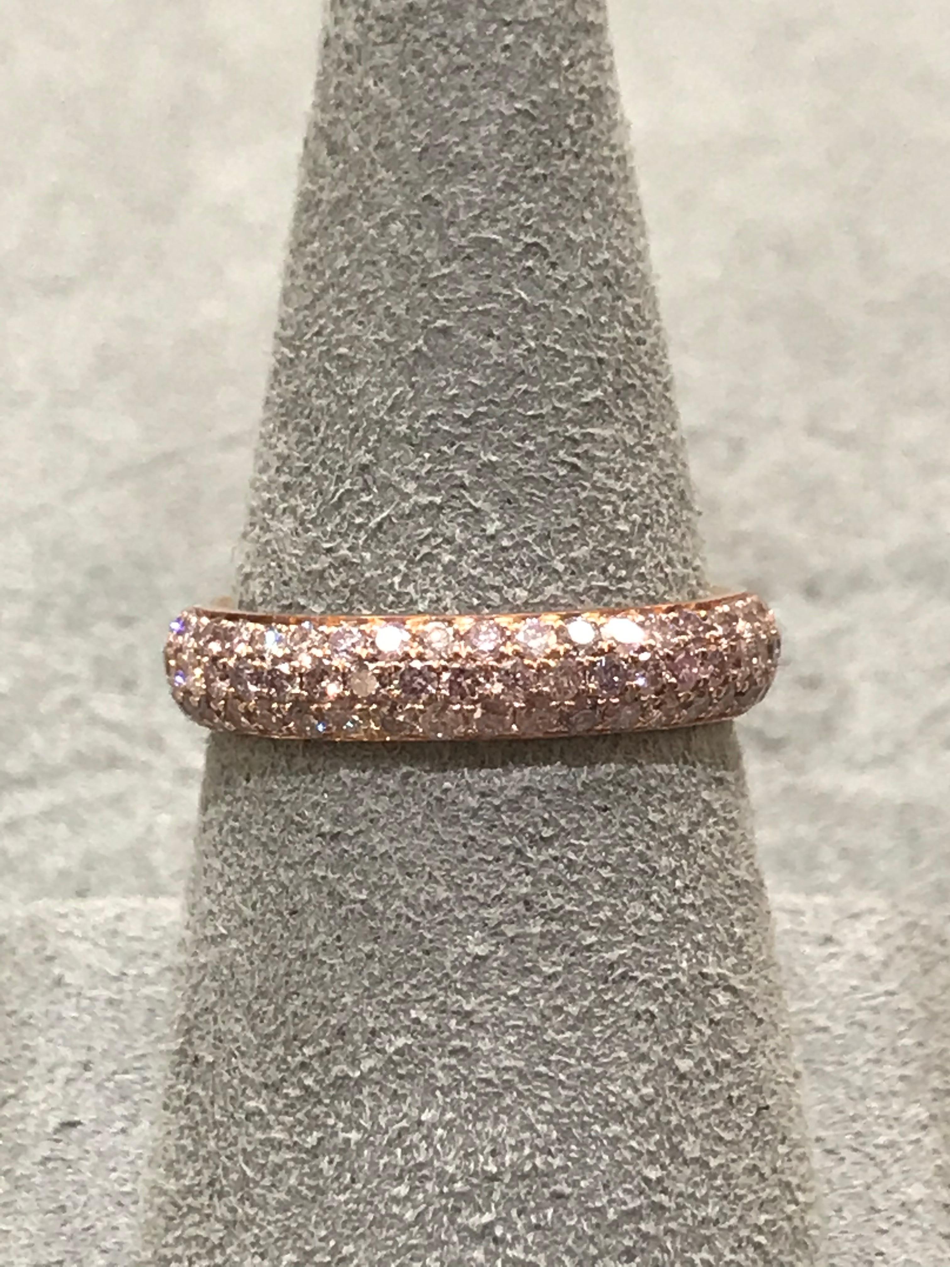 Contemporary 1.54 Carat Pink Diamond Micro-Pave Wedding Band