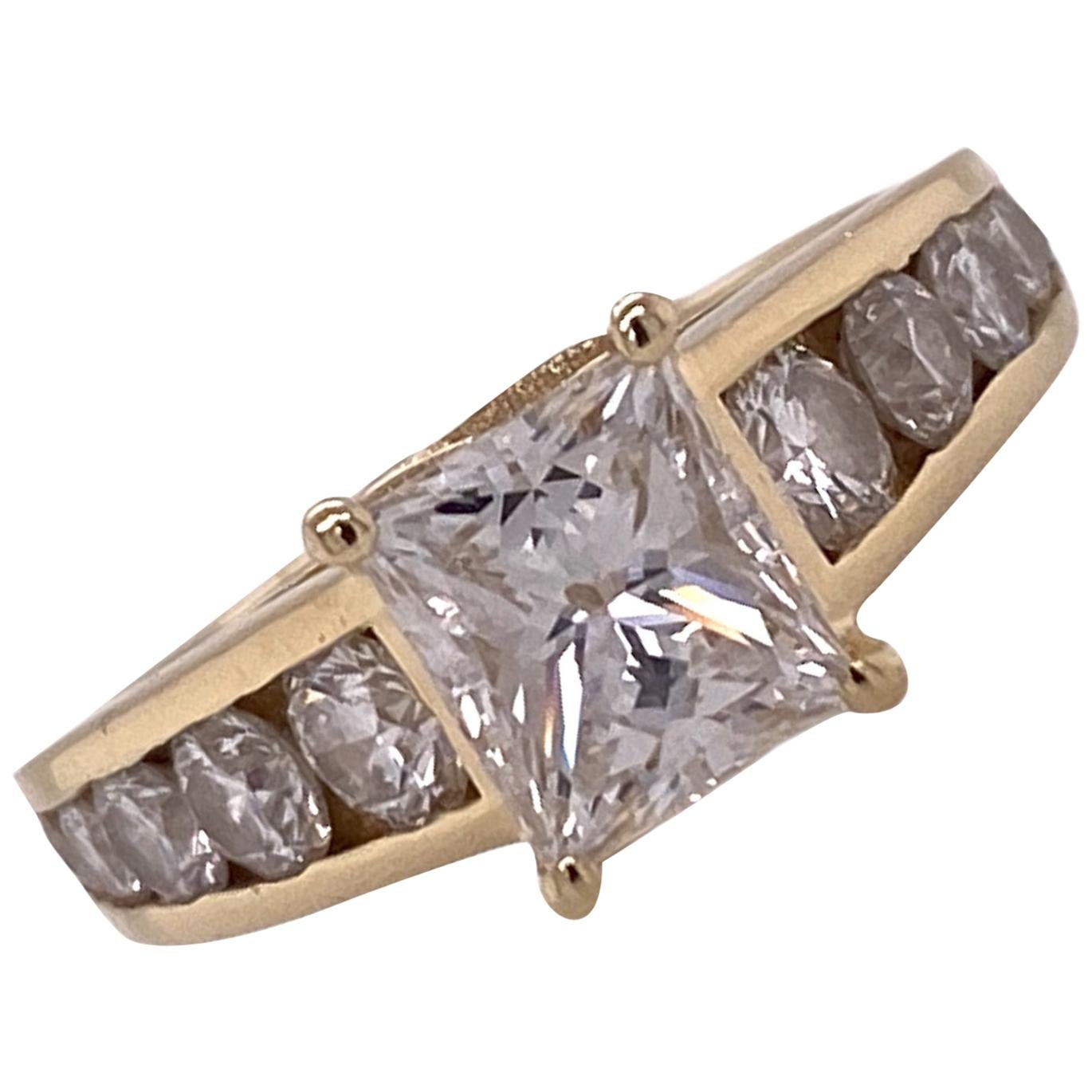 1.54 Carat Radiant Diamond Yellow Gold Engagment Ring D/VVS1 GIA