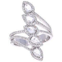 1.54 Carat Rose Cut Diamond White Gold Cocktail Ring