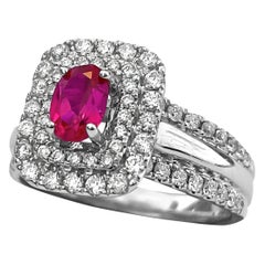 1.54 Carat Ruby Diamond Womens Cocktail Ring in 14 Karat White Gold