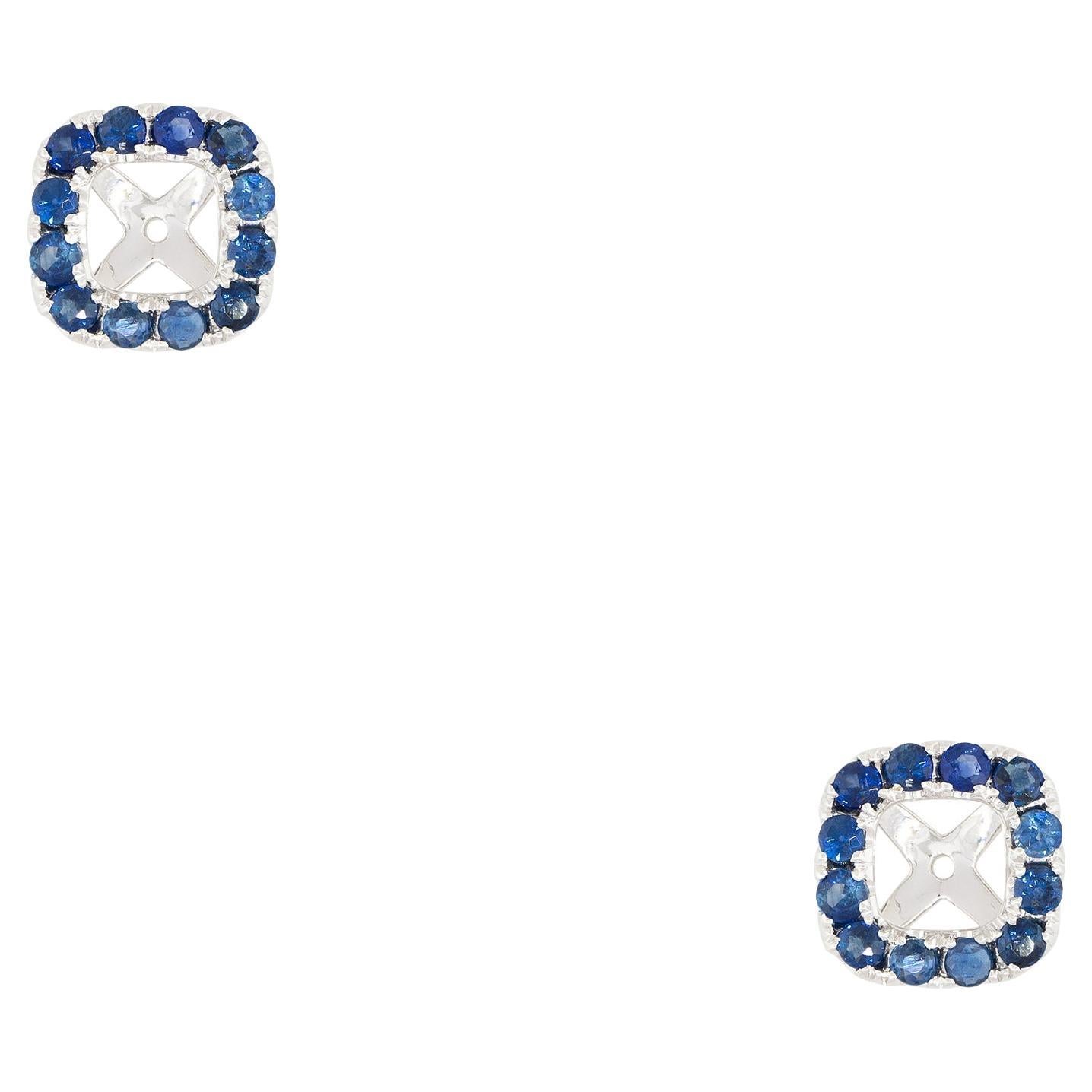 1.54 Carat Sapphire Stud Earring Jackets 18 Karat in Stock