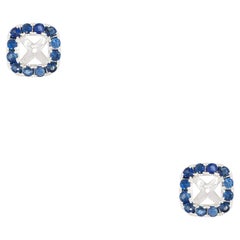 Used 1.54 Carat Sapphire Stud Earring Jackets 18 Karat in Stock