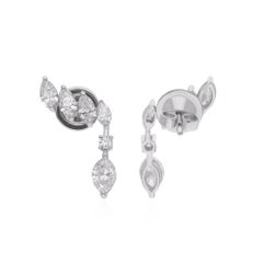 1.54 Carat SI Clarity HI Color Multi Shape Diamond Earrings 18 Karat White Gold