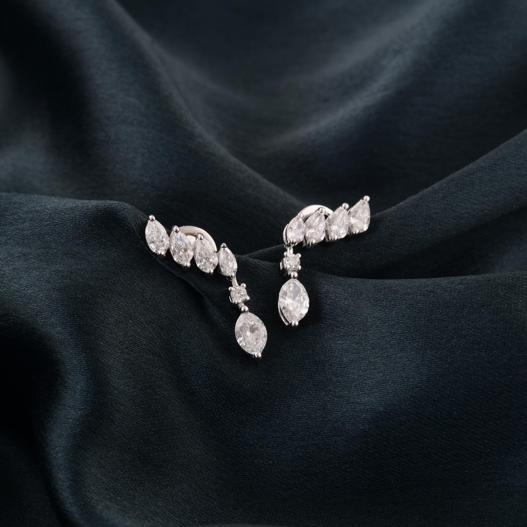 1.54 Carat SI Clarity HI Color Multi Shape Diamond Earrings 18 Karat White Gold In New Condition For Sale In Diera, Dubai