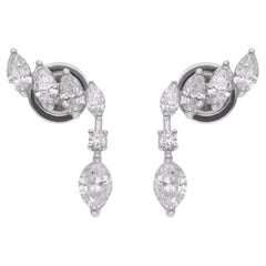 1.54 Carat SI Clarity HI Color Multi Shape Diamond Earrings 18 Karat White Gold