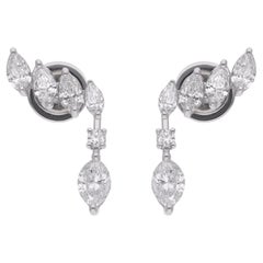 1.54 Carat SI Clarity HI Color Multi Shape Diamond Earrings 18 Karat White Gold