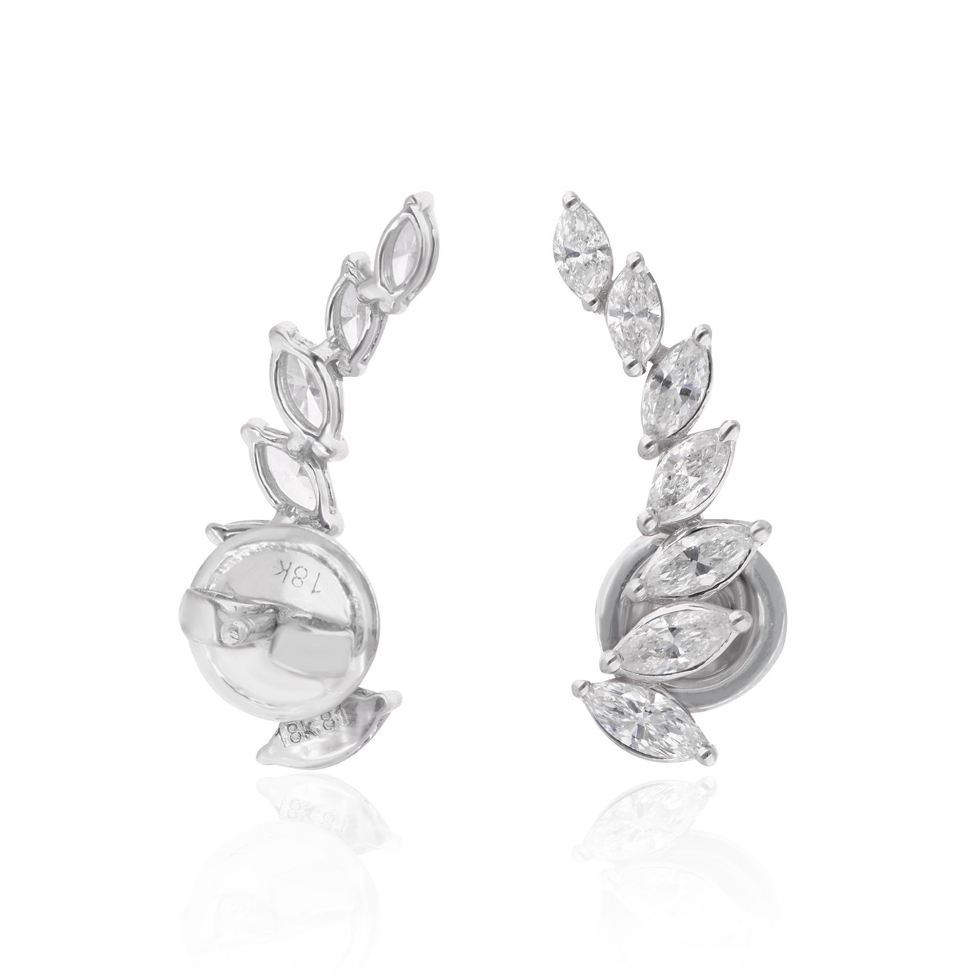 Taglio marquise 1,54 Carati SI/H Orecchini a perno con diamante H. H. Gioielli in oro bianco 18 carati in vendita