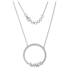 1.54 Carat SI/H Pear Round Diamond Circle Pendant 18 Karat White Gold Jewelry