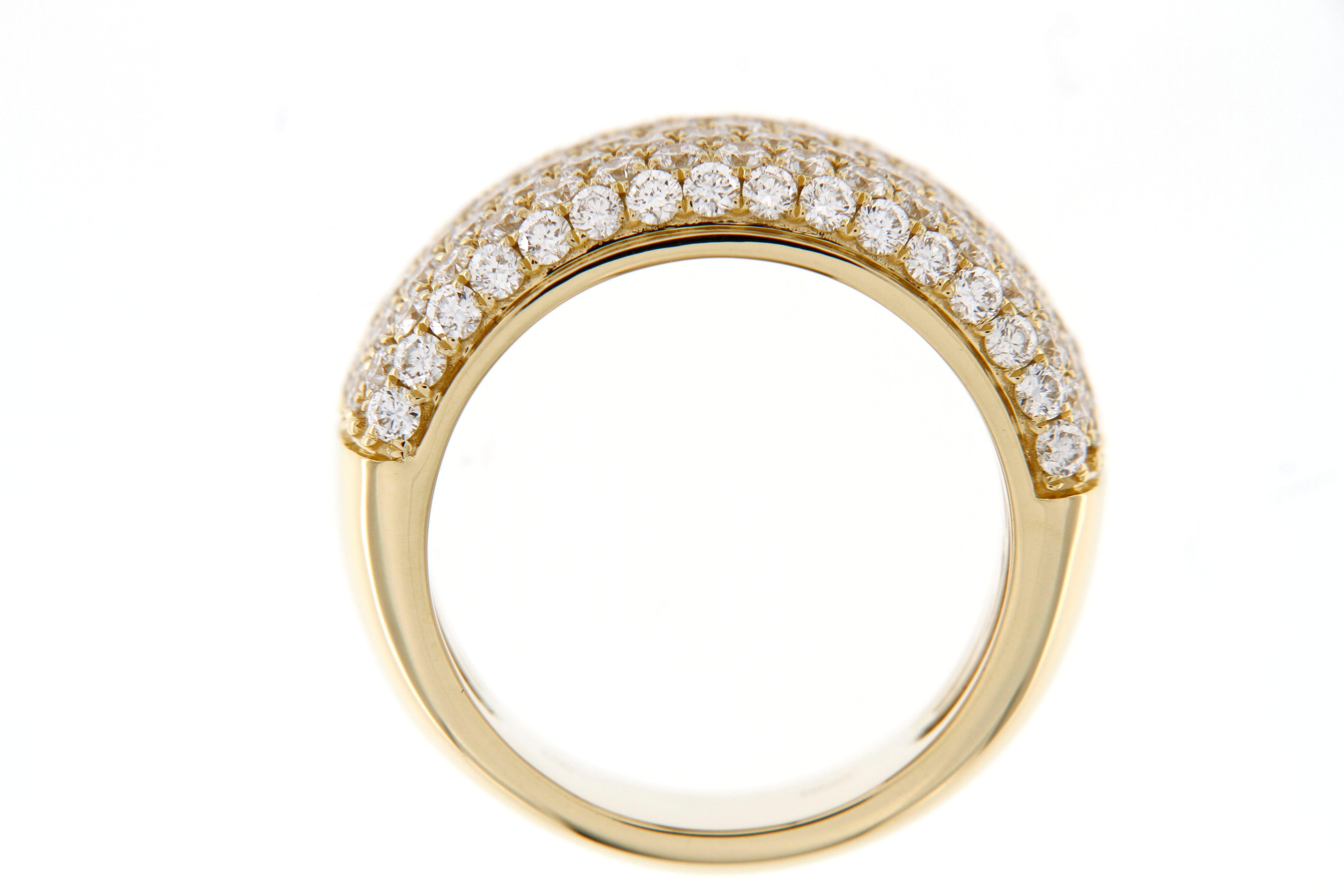 1,54 quilates Anillo de Vestido Clásico Micropave de Diamantes en Oro Amarillo de 18 quilates Moderno en venta