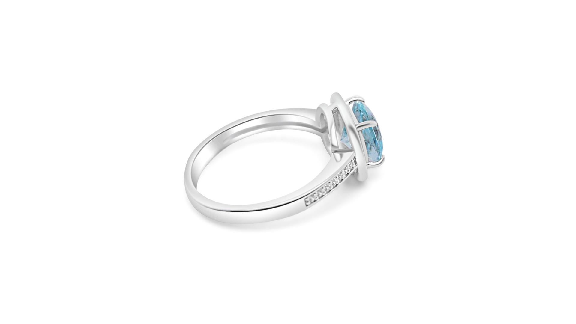Cushion Cut 1.54 Ct Aquamarine Halo Solitaire Ring 925 Sterling Silver Engagement Ring  For Sale