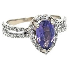 1.54 Ct Natural Violet Ceylon Sapphire & Diamond Ring