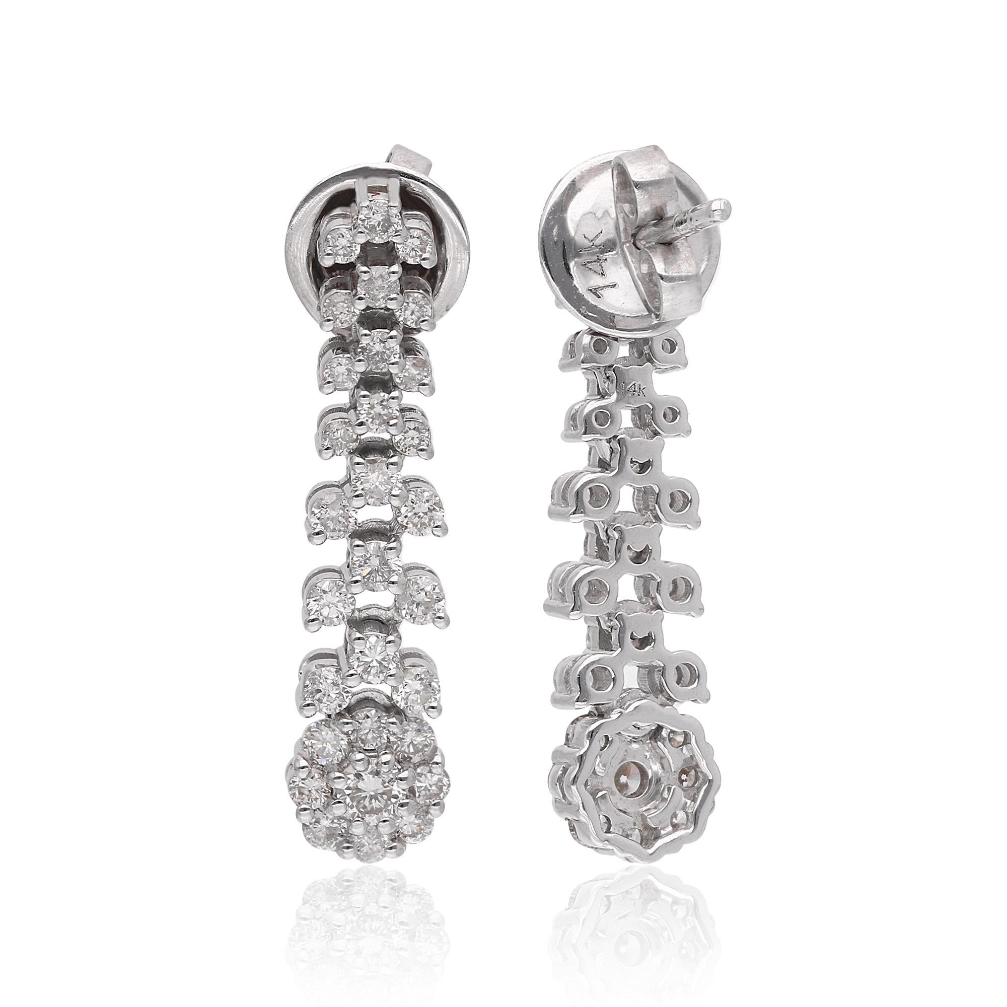 1,54 ct SI Claridad Color HI Pendientes colgantes de diamantes Joyas de oro blanco de 14 quilates Moderno en venta