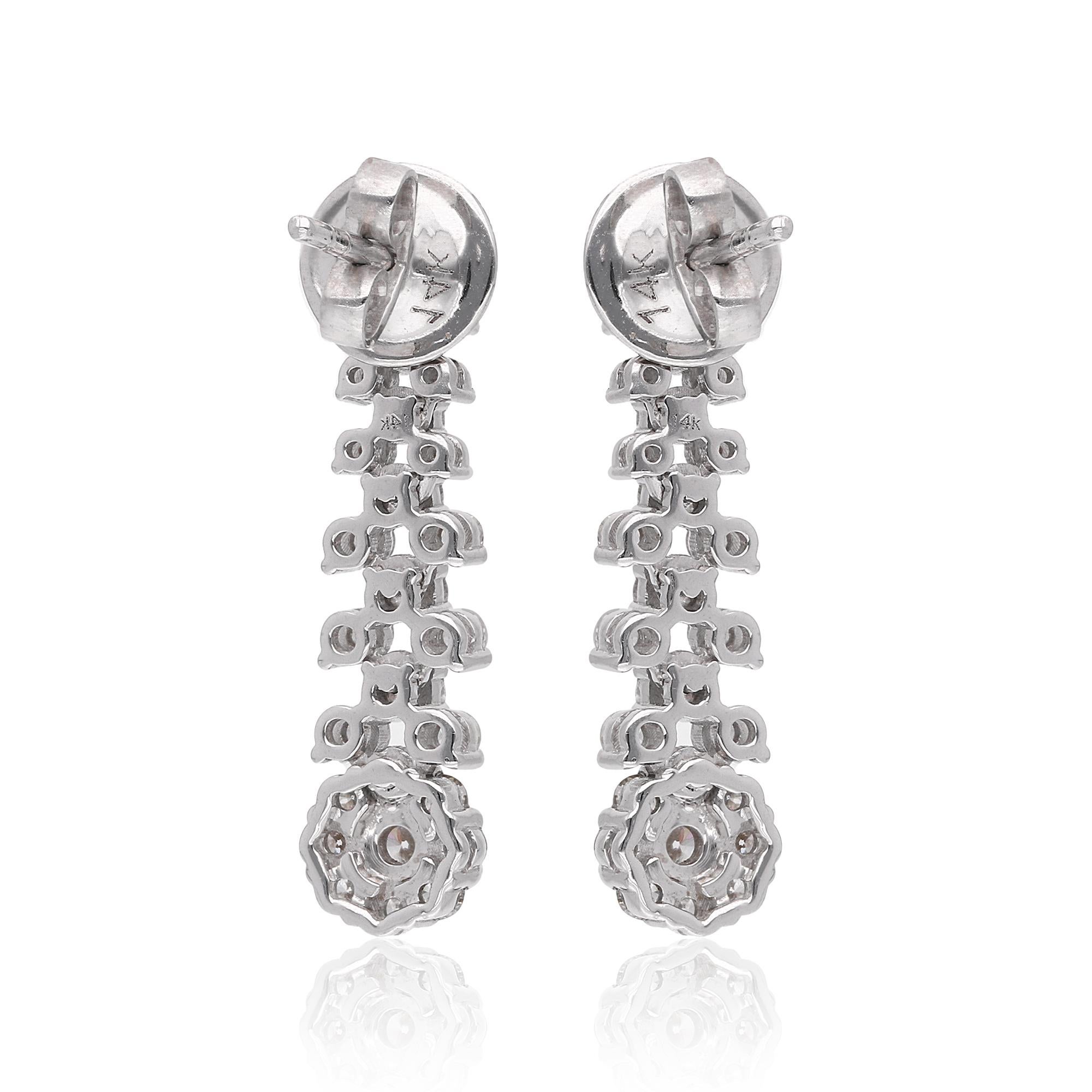 1,54 ct SI Claridad Color HI Pendientes colgantes de diamantes Joyas de oro blanco de 14 quilates en Nuevo estado para la venta en Diera, Dubai