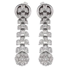1.54 Ct SI Clarity HI Color Diamond Dangle Earrings 14 Karat White Gold Jewelry