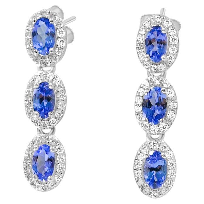 2.70 Cts Oval Cut Tanzanite Studs Earrings 925 Sterling Silver Women Jewelry  For Sale
