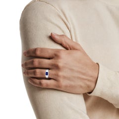 1.54 CTW Emerald-Cut Lapis Lazuli Men's Signet Ring in Sterling Silver