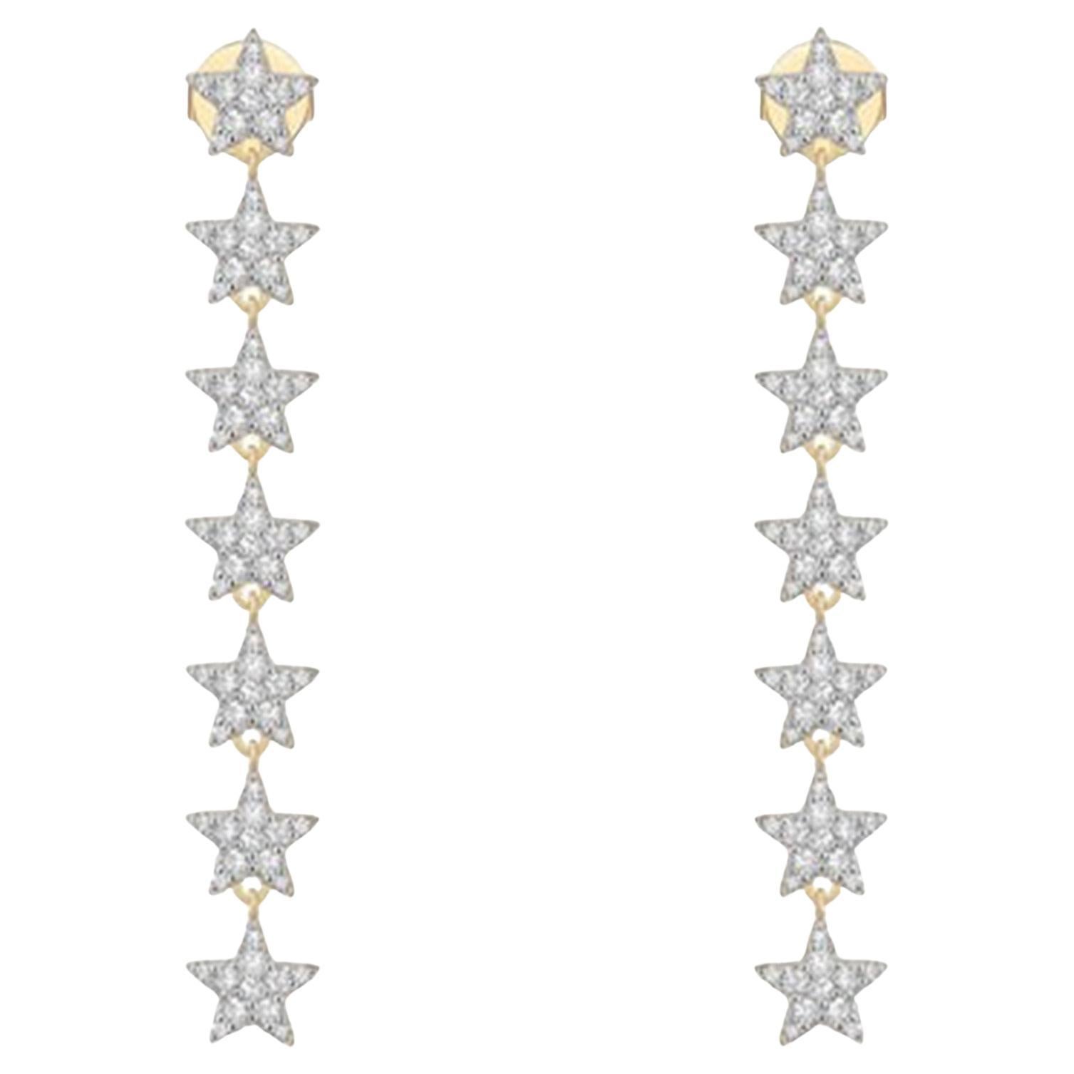 154 Diamond 14K (or 18k upon request) Yellow Gold Cascade Diamond Drop Earrings For Sale