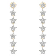 154 Diamond 14K (or 18k upon request) Yellow Gold Cascade Diamond Drop Earrings