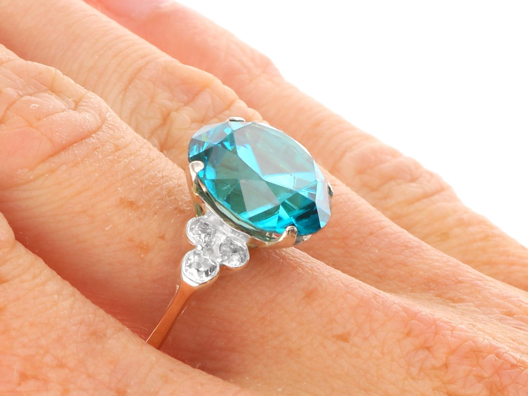 15,40 Karat hoher Zirkon und 0,56 Karat Diamant, 9k Gelbgold Ring CIRCA 1920 im Angebot 5