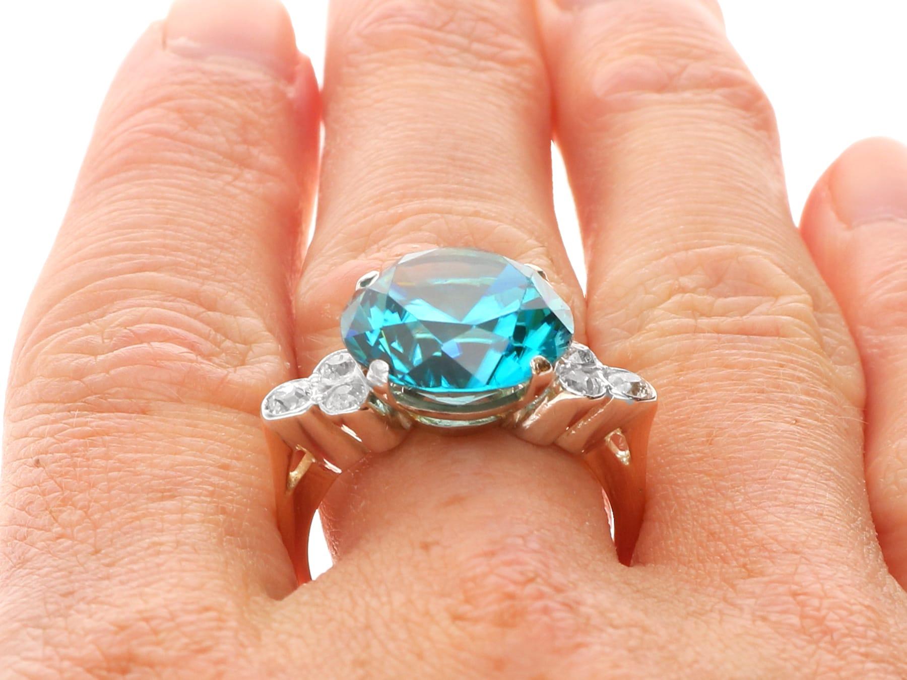 15,40 Karat hoher Zirkon und 0,56 Karat Diamant, 9k Gelbgold Ring CIRCA 1920 im Angebot 6