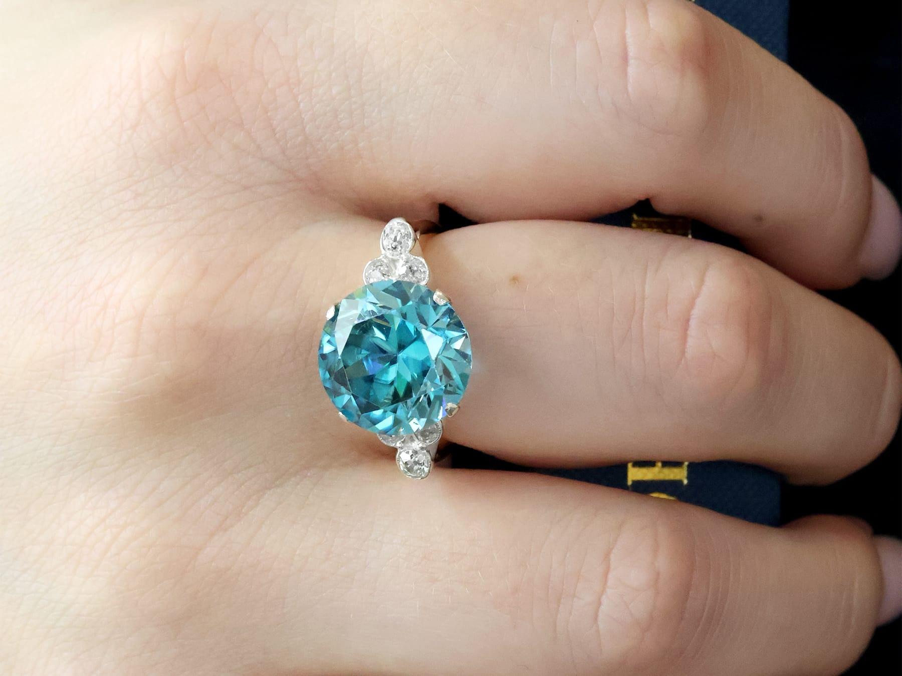 15,40 Karat hoher Zirkon und 0,56 Karat Diamant, 9k Gelbgold Ring CIRCA 1920 (Rundschliff) im Angebot