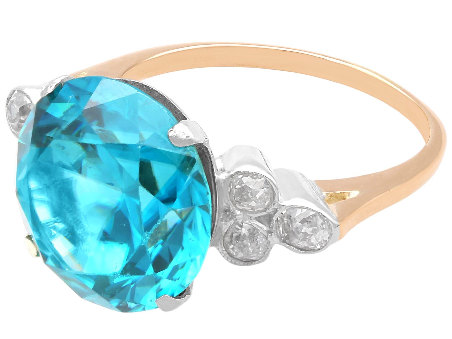 15,40 Karat hoher Zirkon und 0,56 Karat Diamant, 9k Gelbgold Ring CIRCA 1920 für Damen oder Herren im Angebot