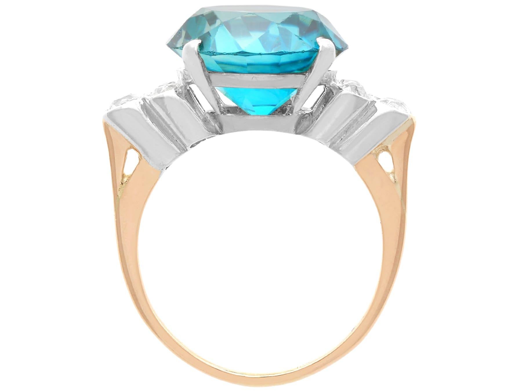 15,40 Karat hoher Zirkon und 0,56 Karat Diamant, 9k Gelbgold Ring CIRCA 1920 im Angebot 2