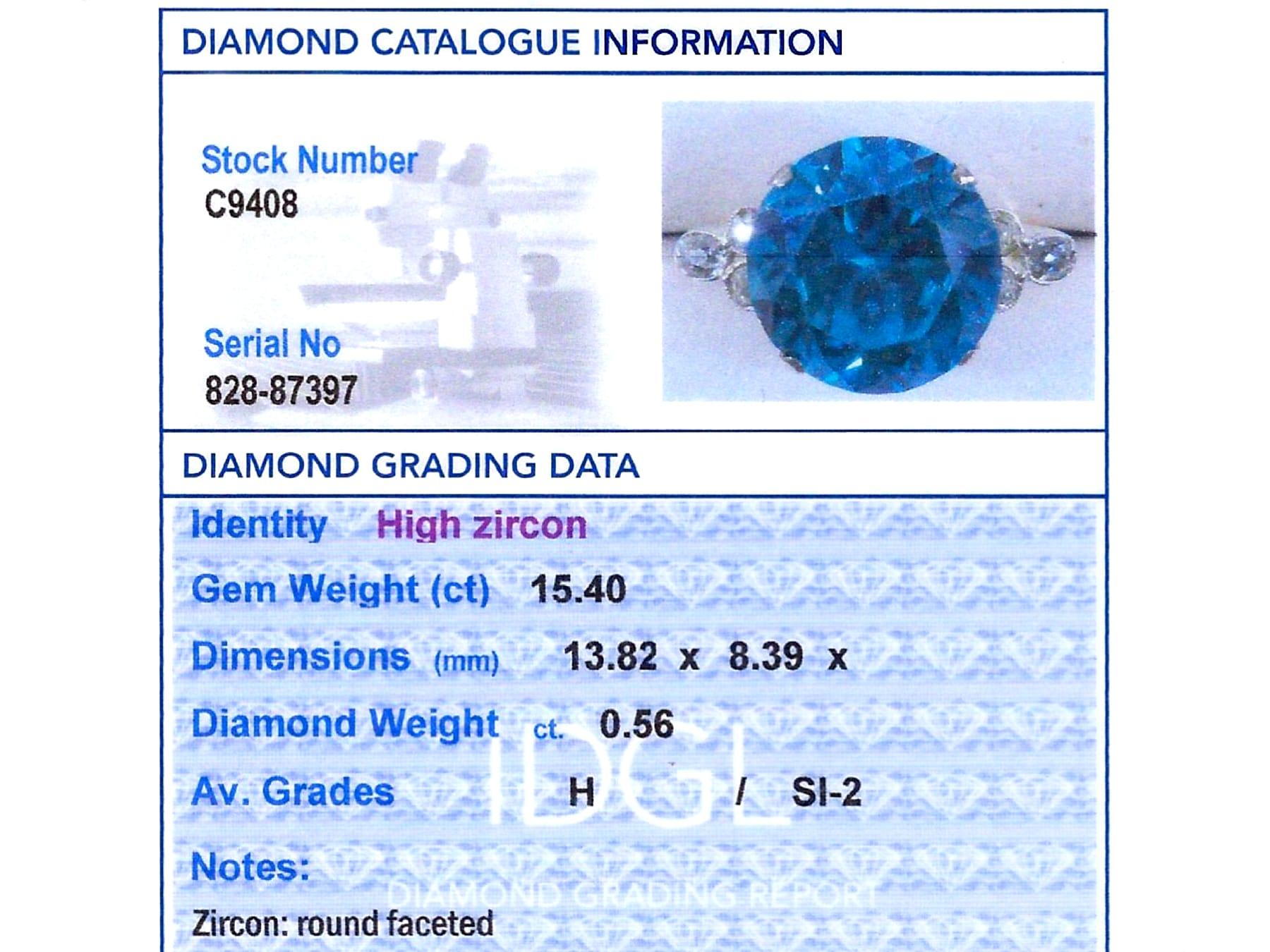 15,40 Karat hoher Zirkon und 0,56 Karat Diamant, 9k Gelbgold Ring CIRCA 1920 im Angebot 3