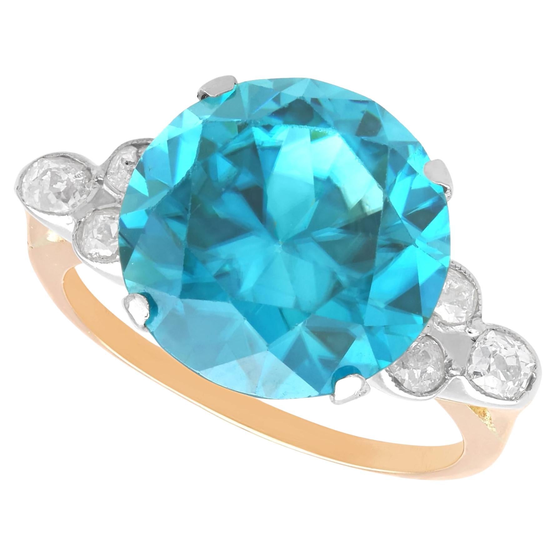 Anello con zircone alto da 15,40 carati e diamante da 0,56 carati, oro giallo 9 carati, CIRCA 1920