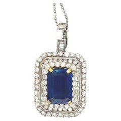 15.40 Carat Large Kyanite and Diamond Necklace Pendant
