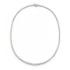 15.40 Carat Natural Diamond Graduated Necklace G SI 14K White Gold 16''