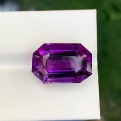 15.40 Carat Natural Loose Purple Amethyst Stone Emerald Cut Brazilian Gemstone